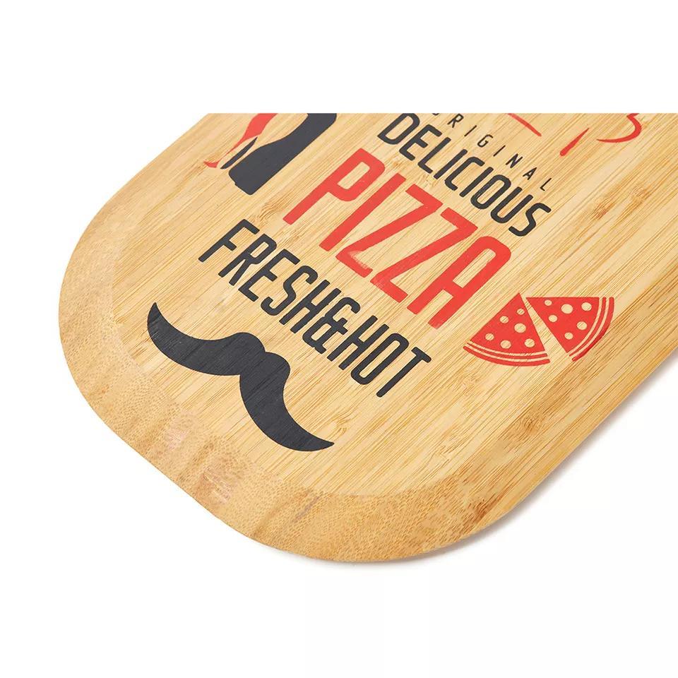 Color Printed Bamboo Wooden Pizza Cutting Board Chopping Board with Handle