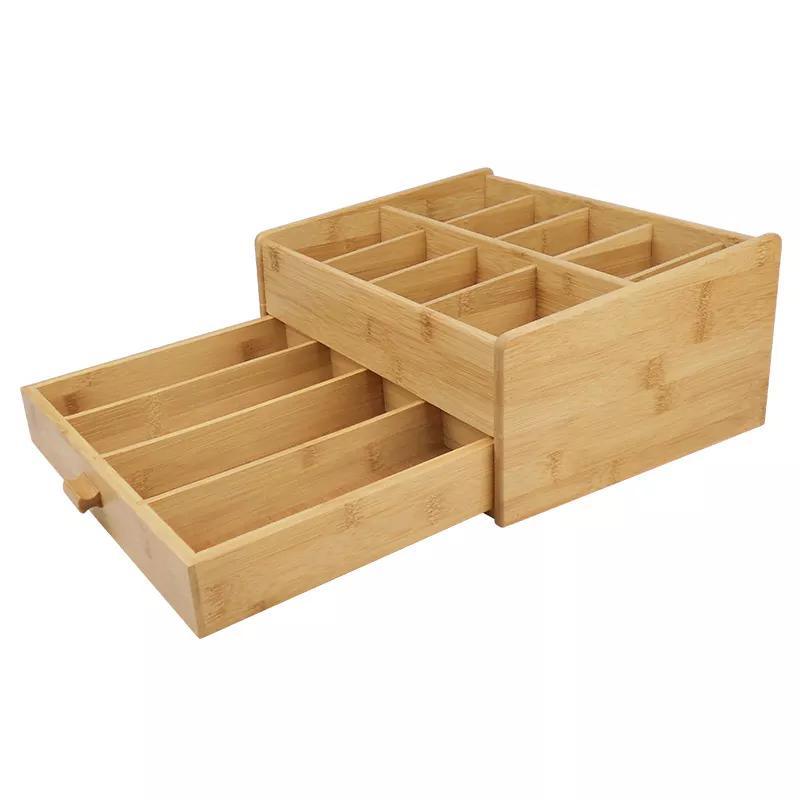 Home Office Durable Bamboo Desk Drawer Organizer Bamboo Desktop Organizer