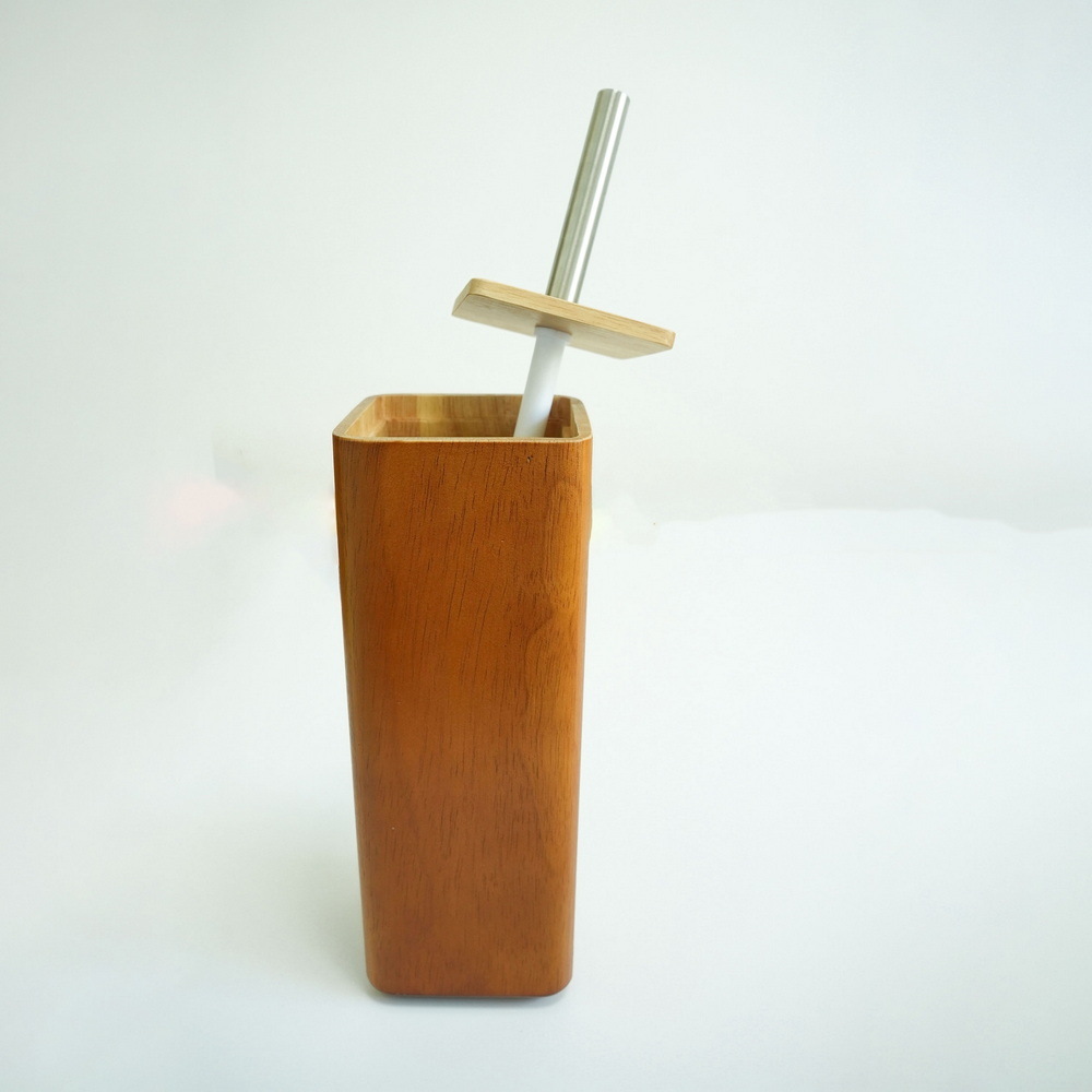 Factory Supply Bamboo Wooden Toilet Bowl Brush with Holder for Bathroom