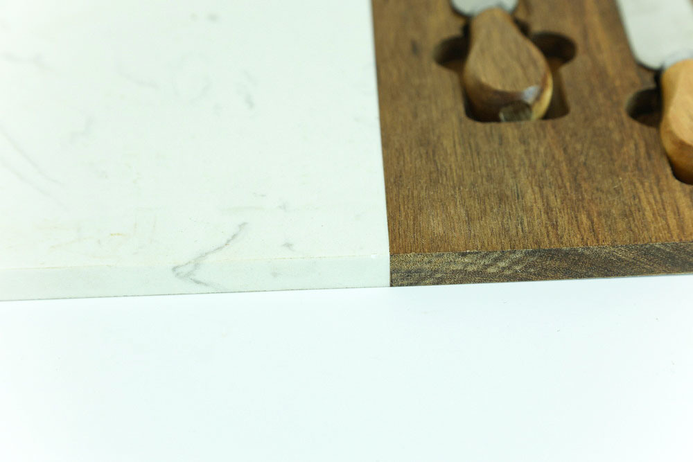 Factory Supply Wooden and Marble Cheese Board with Knife Set