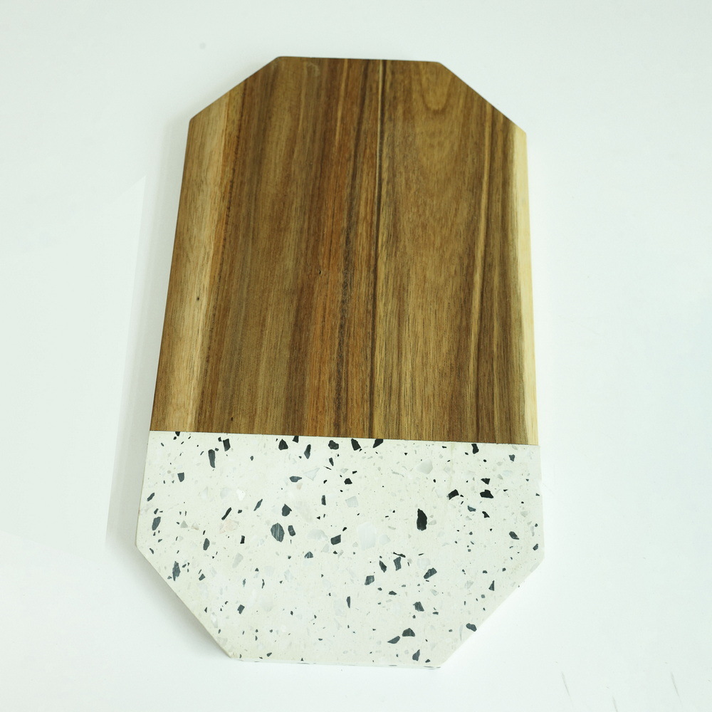 Octagonal Marble & Wood Cutting Board Cheese Board Charcuterie Board