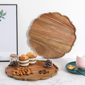 Creative Flower Shape Wooden Fruit Tray Acacia Wood Nut Snack Fruit Tray Serving Tray