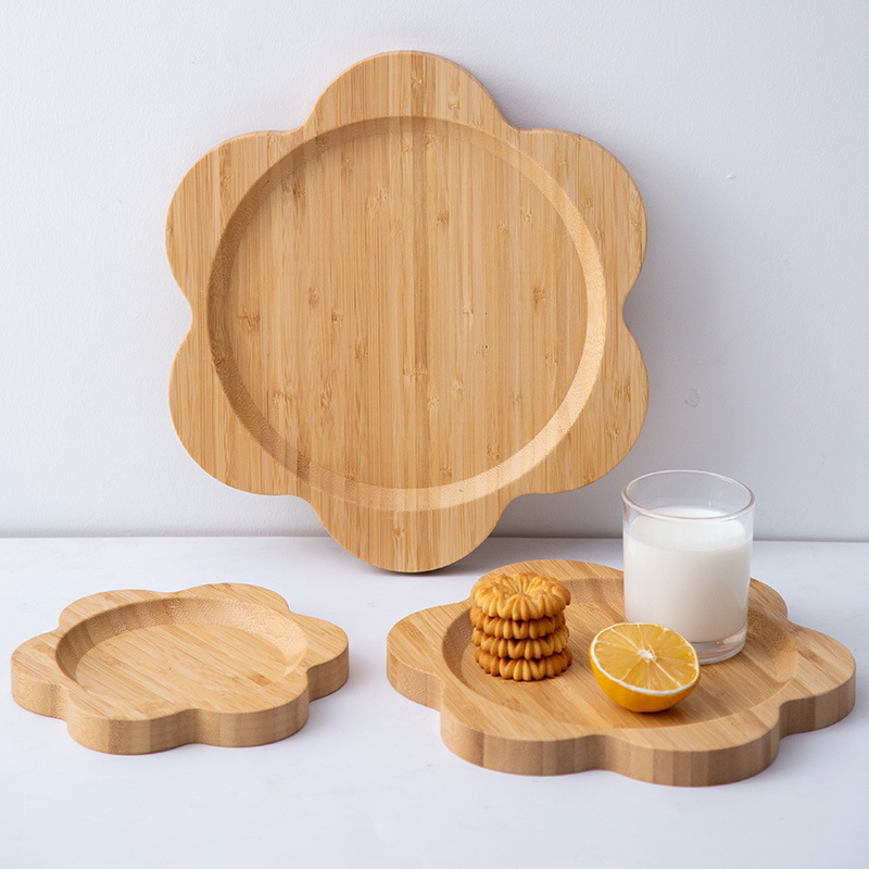 Clover Shape Bamboo Portion Plate with Custom Logo