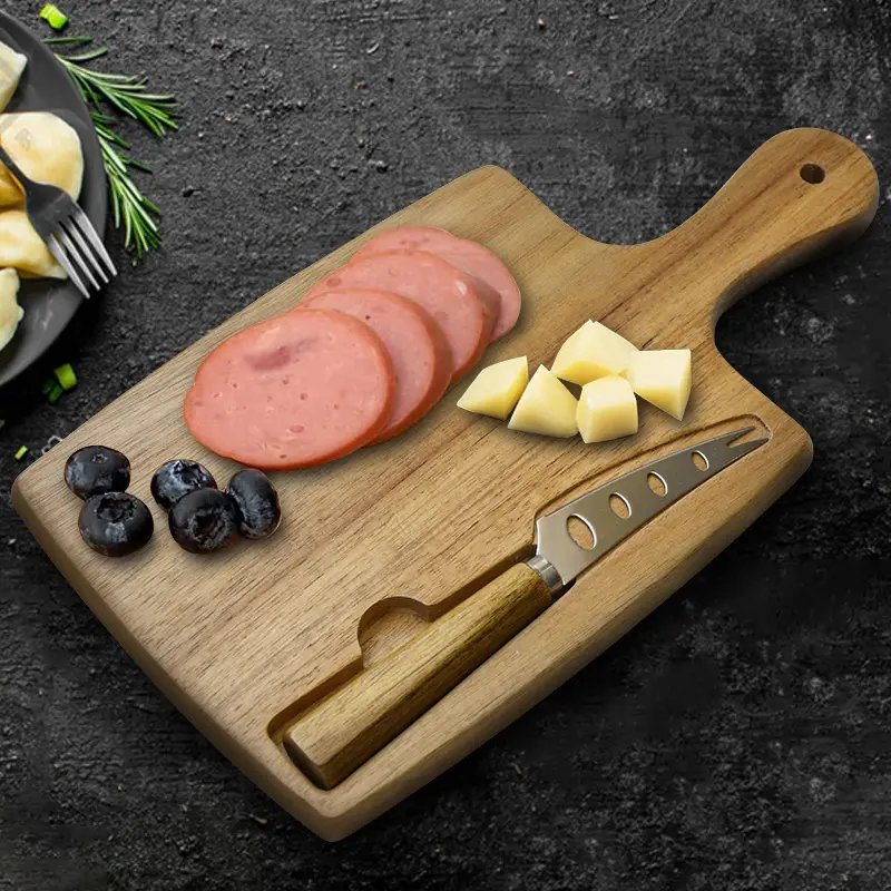 Mini Acacia Wooden Cheese Board with Knife Set Cheese Charcuterie Board