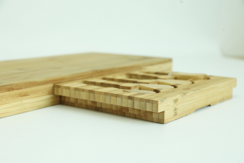 Bamboo Cheese Board with Knife and Drawer