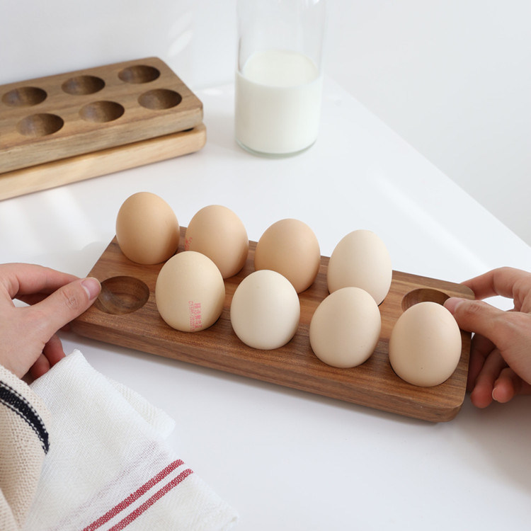 Solid Wood Egg Storage Box Acacia Wood Duck Egg Tray Egg Rack Refrigerator Kitchen Egg Tray