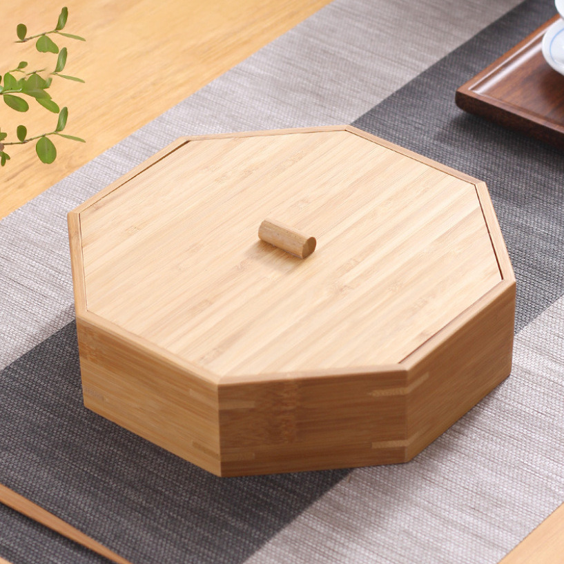 Wholesale Bamboo and Wood Storage Box Dried Fruit Tea Set Storage Box with Lid for Living Room and Kitchen