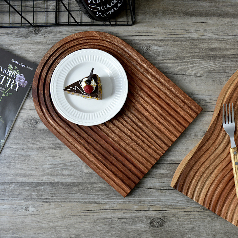 Ins Nordic Style Wave Pattern Tray Wooden Tray Cake Bread Tea Serving Tray