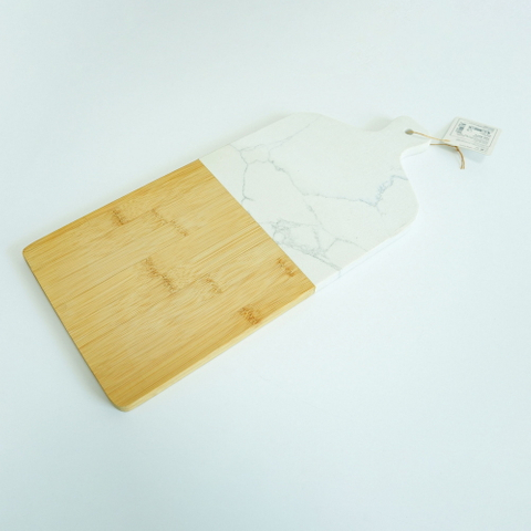 Custom Bamboo and Marble Cutting Board Serving Peel for Cheese / Charcuterie / Bread