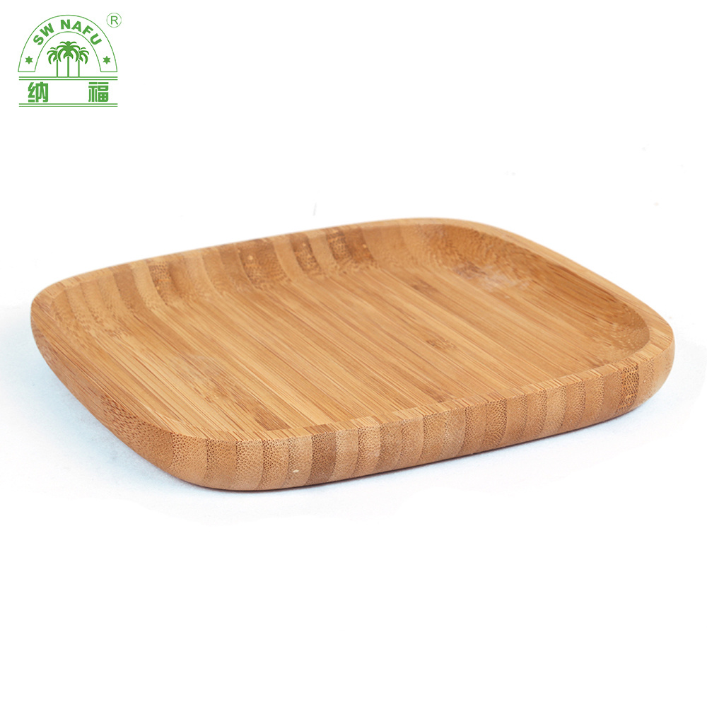 Square Bamboo Wooden Food Dinner Plates Dessert Cake Plate for Kitchen