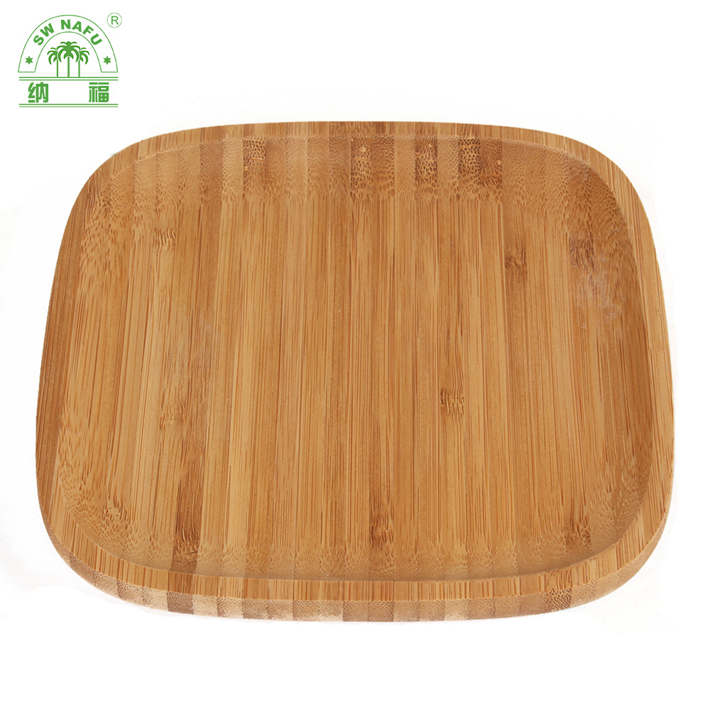 Square Bamboo Wooden Food Dinner Plates Dessert Cake Plate for Kitchen