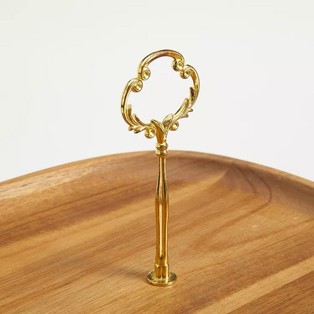 Wholesale Restaurant Party 2 Tier Acacia Wooden Cake Serving Tray Stand