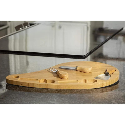 Charcuterie Platter and Serving Meat Board Wooden Serving Platter Bamboo Cheese Board with Knife Set