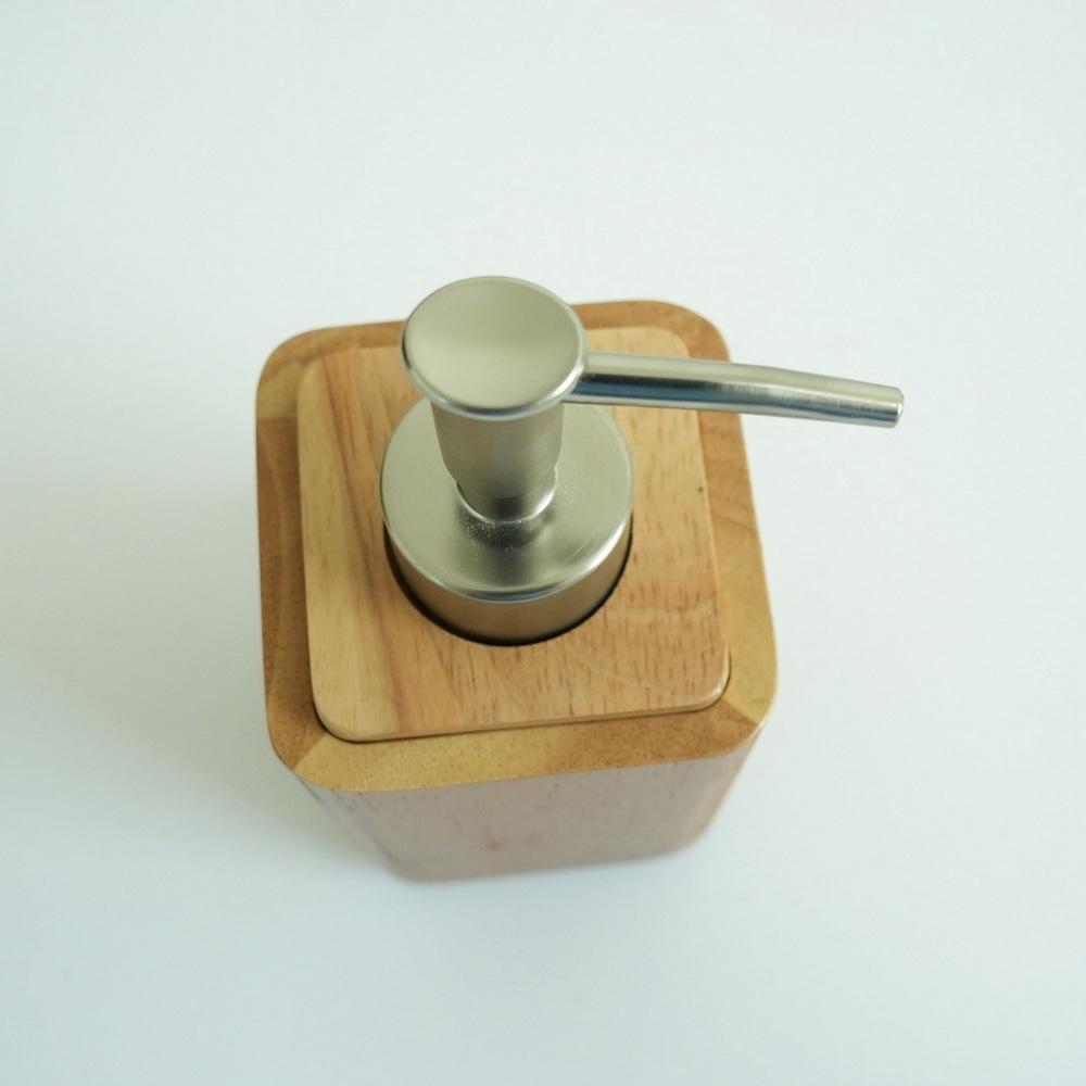 Decorative Custom Manual Press Wooden Soap Dispenser for Bathroom and Hotel