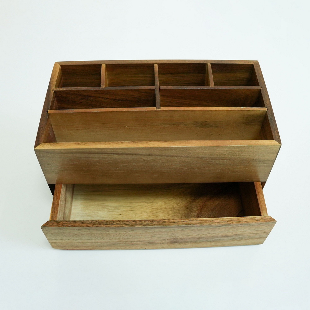 Bathroom Basic Wood Makeup Organizer with Drawer Wood Makeup Box