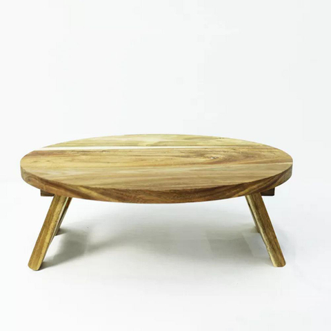 Wholesale Folding Portable Acacia Wood Serving Tray Outdoor Picnic Serving Table for Fruit Food