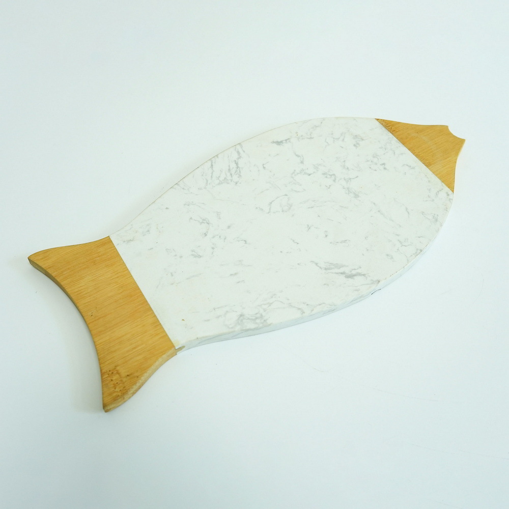Fish Shape Bamboo and Marble Cutting Board for Kitchen