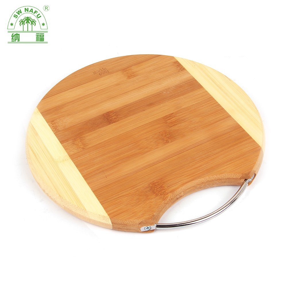 Nafu Custom High Quality Two-Tone Bamboo Vegetable Cutting Board with Metal Handle