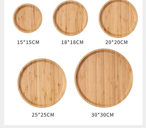 Factory Supply Round Shape Bamboo Serving Plate Dinner Plates for Kitchen