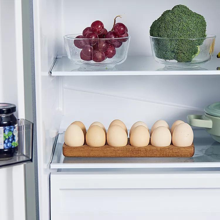 12 Holes Countertop Bamboo Wood Egg Holder Wooden Egg Skelter