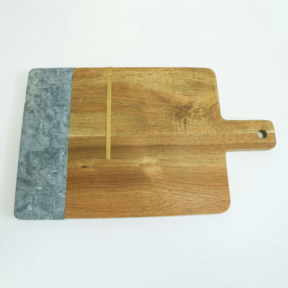 Paddle Shape Acaca Wood and Marble Serving Board Charcuterie Board Cheese Board