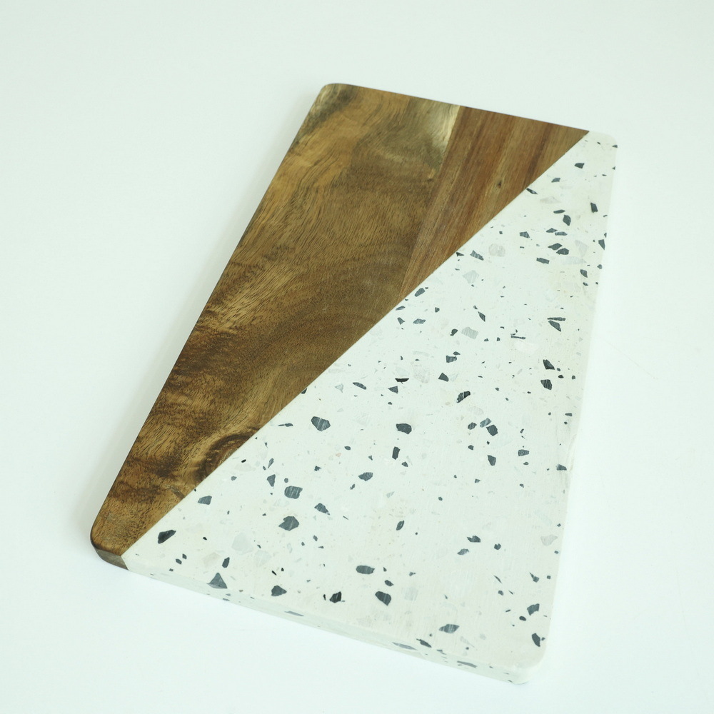 Homsense Reversible Wood Marble Cheese Cutting Board Chopping Board