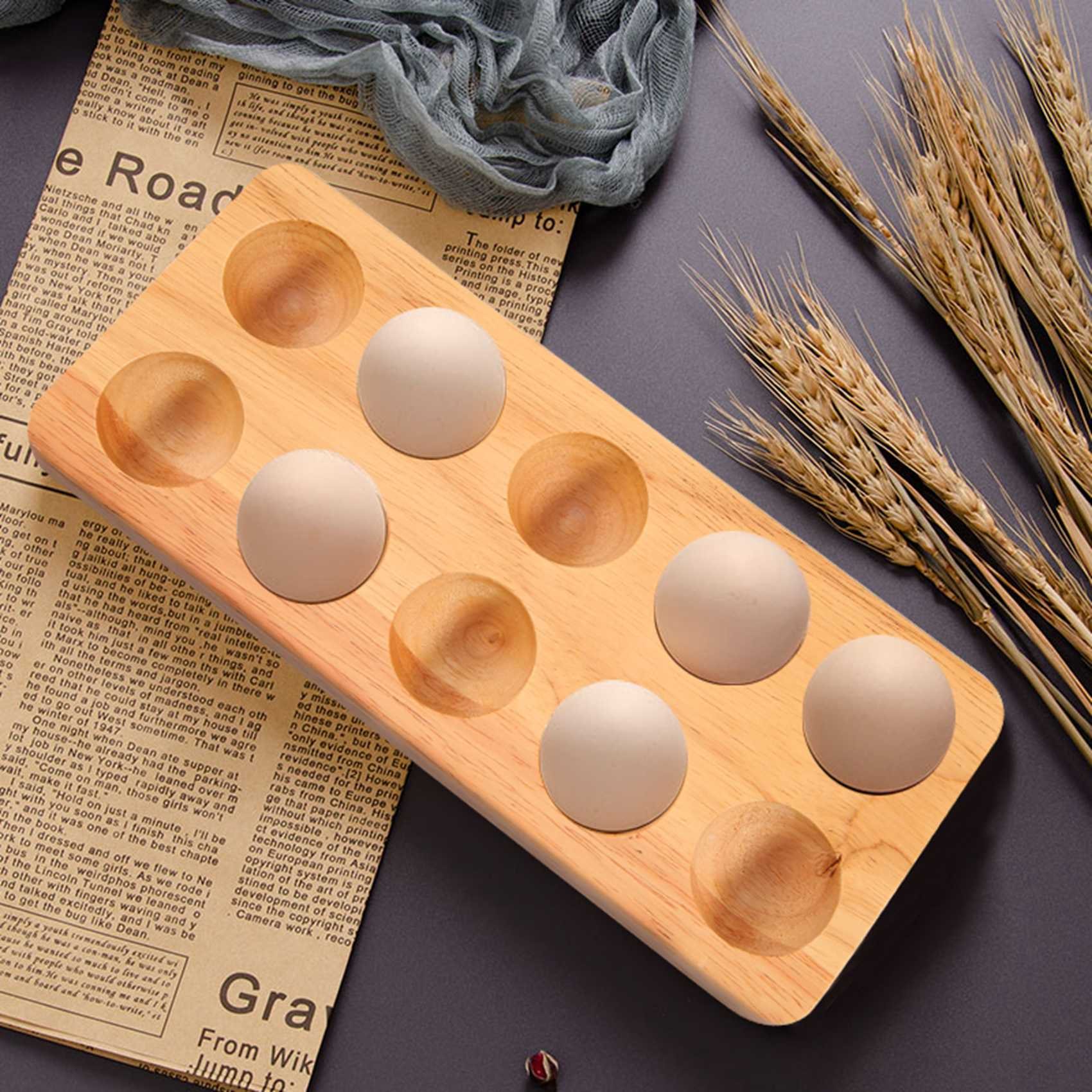 10 Holes Egg Tray Wooden Egg Holder for Eggs Usable in Kitchen Refrigerator
