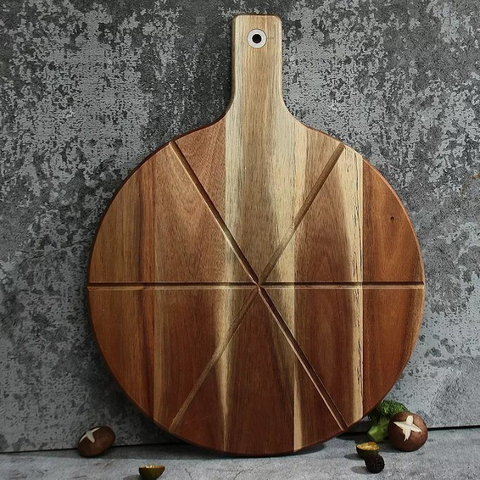 High Quality Wooden Cutting Board Custom Round Acacia Wood Pizza Board