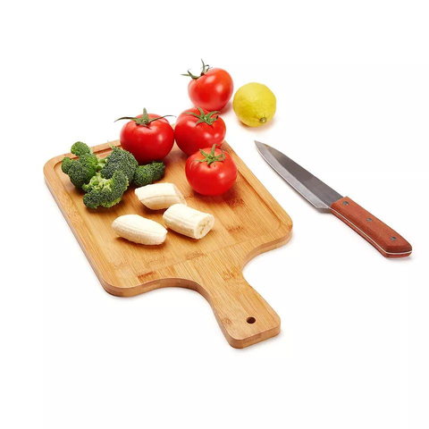Custom Dinner Baking Cheese and Wine Chopping Board Round Wood Tray with Handle Bamboo Cutting Board with Gutter