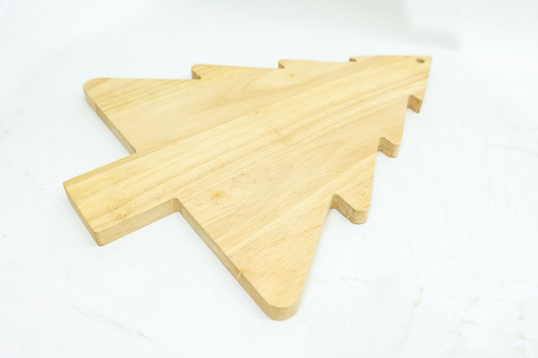 Christmas Tree Shape Rubber Wood Cheese Board for Gift