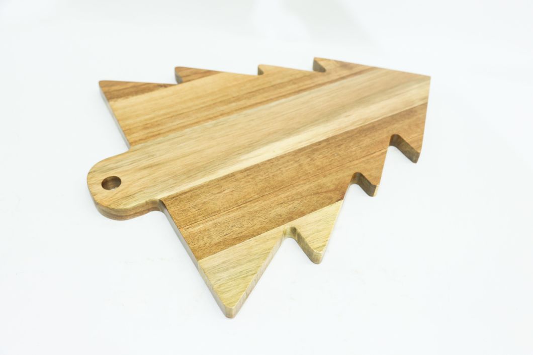 Christmas Tree Shape Acacia Wood Cheese Board for Gift