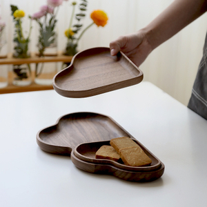 Cloud-Shaped Black Walnut Dinner Plate Tea Plate Dessert Serving Tray