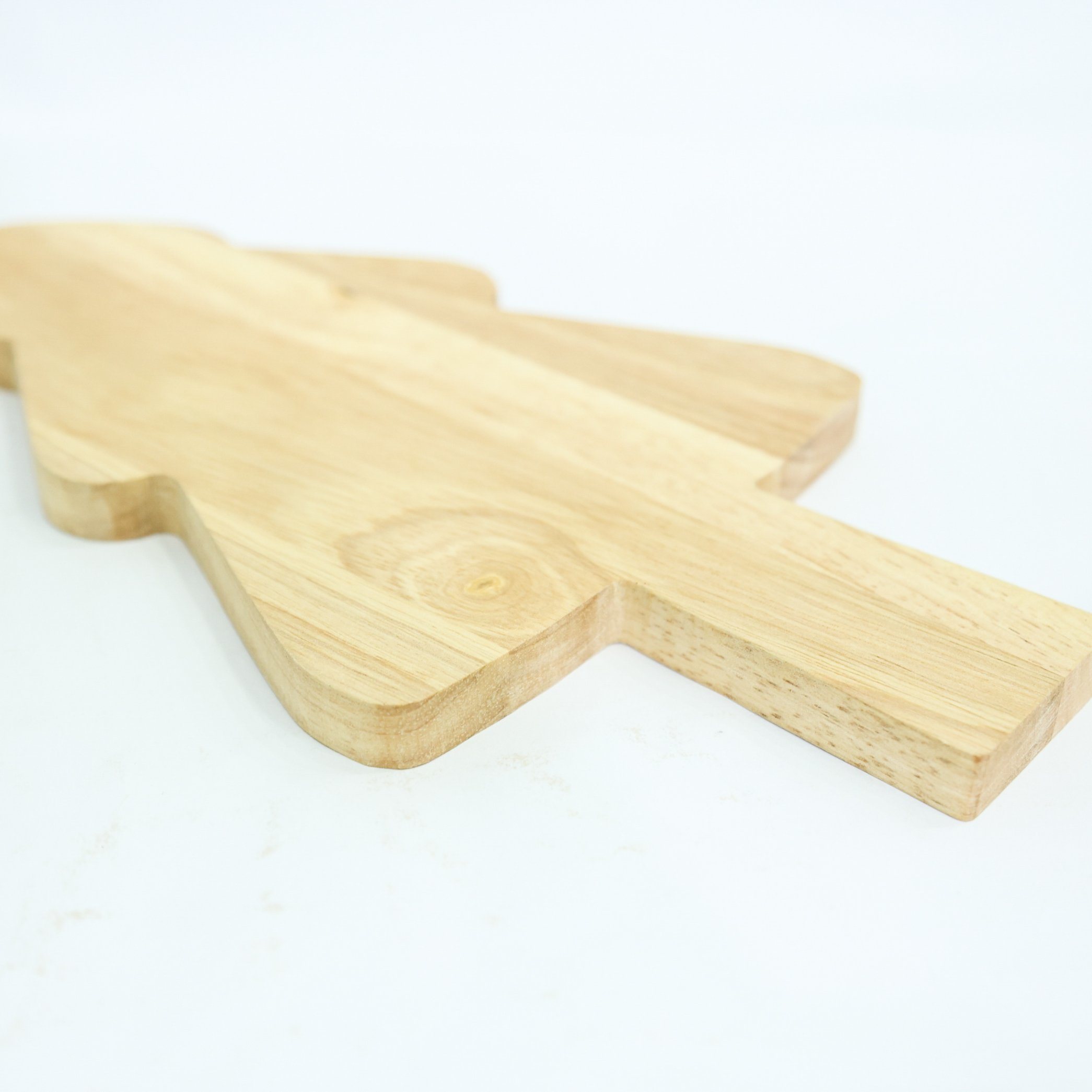 Hand Crafted Solid Rubber Wood Christmas Tree Tray, Holiday Serving Tray and Plate