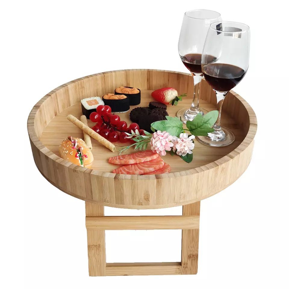 Portable Foldable Food Round Tray Outdoor Camping Table Picnic Table for 4-6 Persons