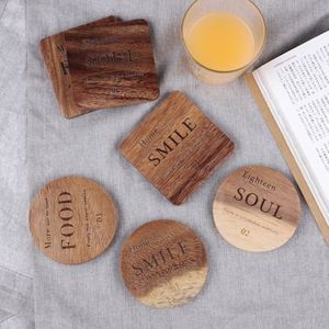 Non-Slip Heat Resistand Square and Round Acacia Wood Coaster Tableware Mat with Custom Logo