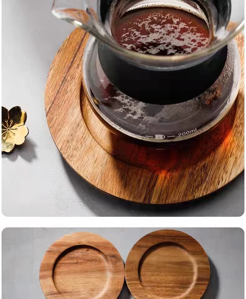 Acacia Wooden Coaster Tray Coffee Cup Placemat Retro Insulation Mat