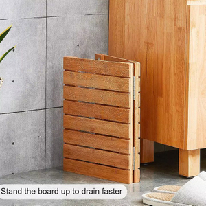 2022 Foldable Heavy Duty Non Slip Waterproof Wood Bamboo SPA Shower Bath Mat