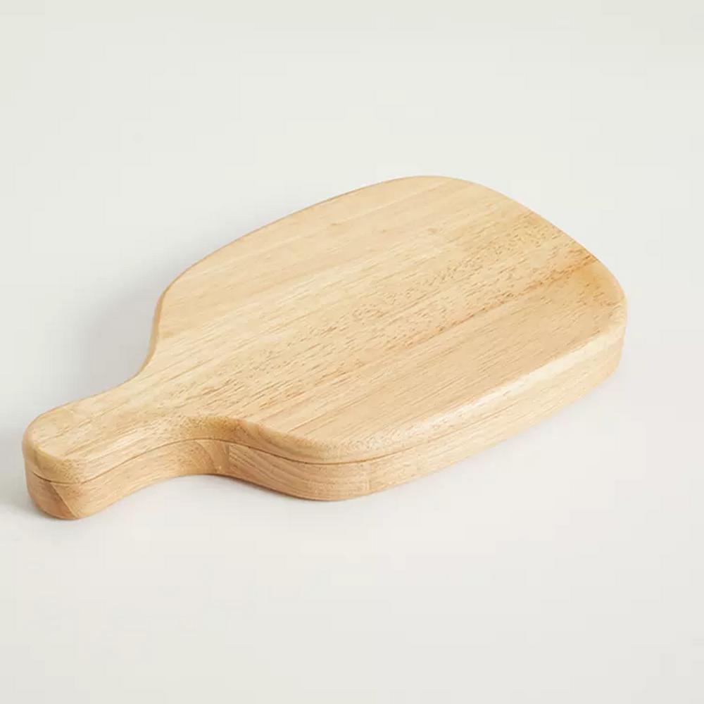 Rubber Wood Swiveling Charcuterie Cheese Serving Board with 3 Piece Knives Set