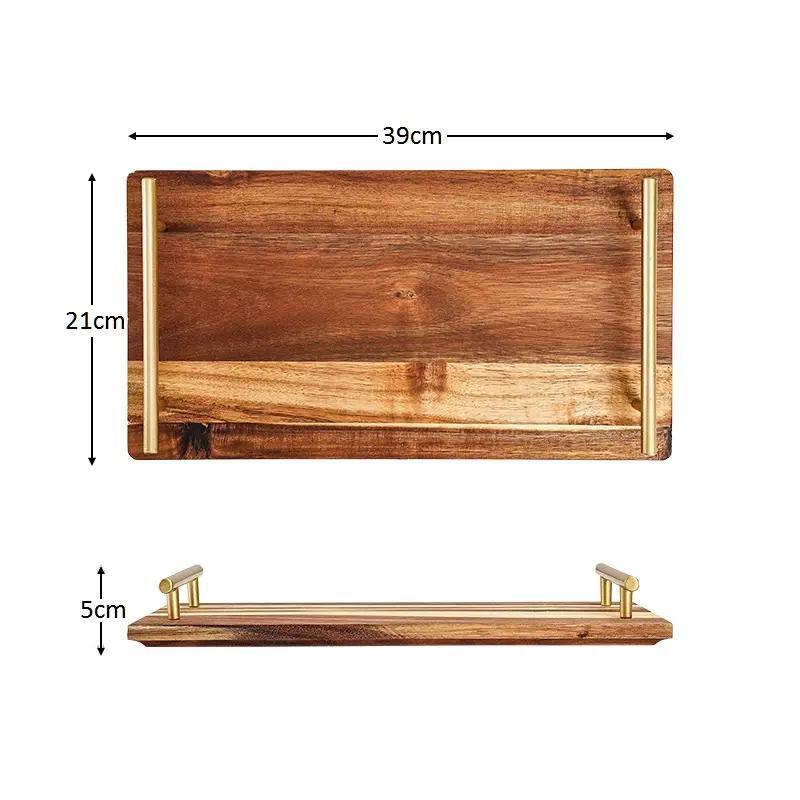 Nordic Ottoman Household Rectangle Wood Serving Tray Coffee Serving Tray with Handles