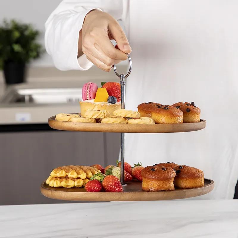 Wood Candy Dessert Cupcake Cake Stand Tiered Serving Tray Cake Plate Stand