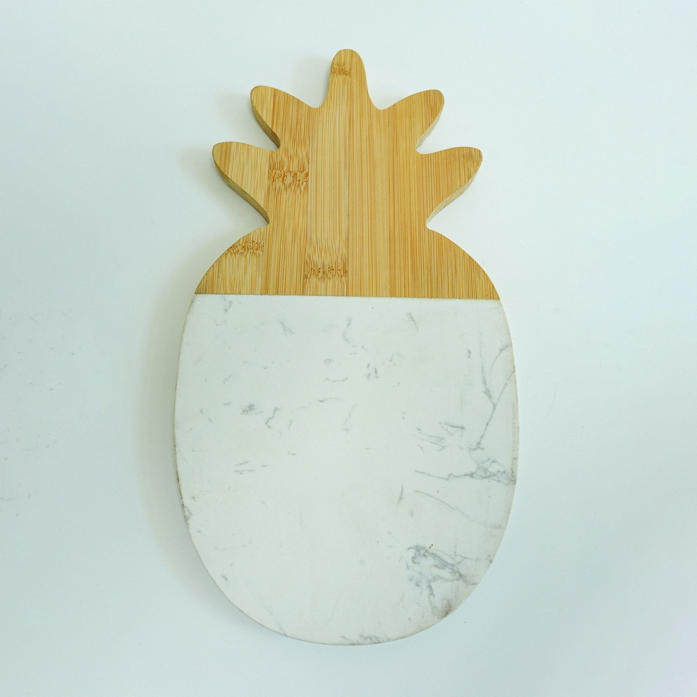 Pineapple Shape Bamboo and Marble Chopping Board Cutting Board Serving Board