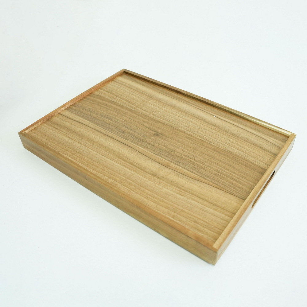 Rectangluar Acacia Wooden Serving Tray with Handles for Dinner/ Tea /Coffee /Bar /Parties