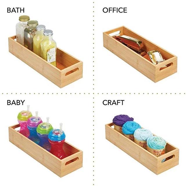 Rectangle Shape Bamboo Cosmetic Storage Box Organizer Kitchen Storage Box