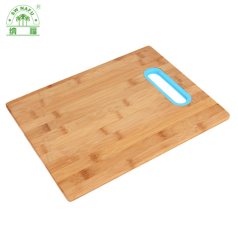 Home Basic Bamboo Wood Cutting Board Set of 2 with Silicone Handle