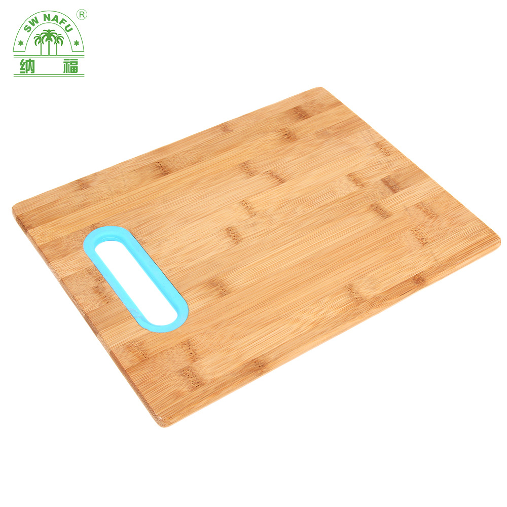Home Basic Bamboo Wood Cutting Board Set of 2 with Silicone Handle