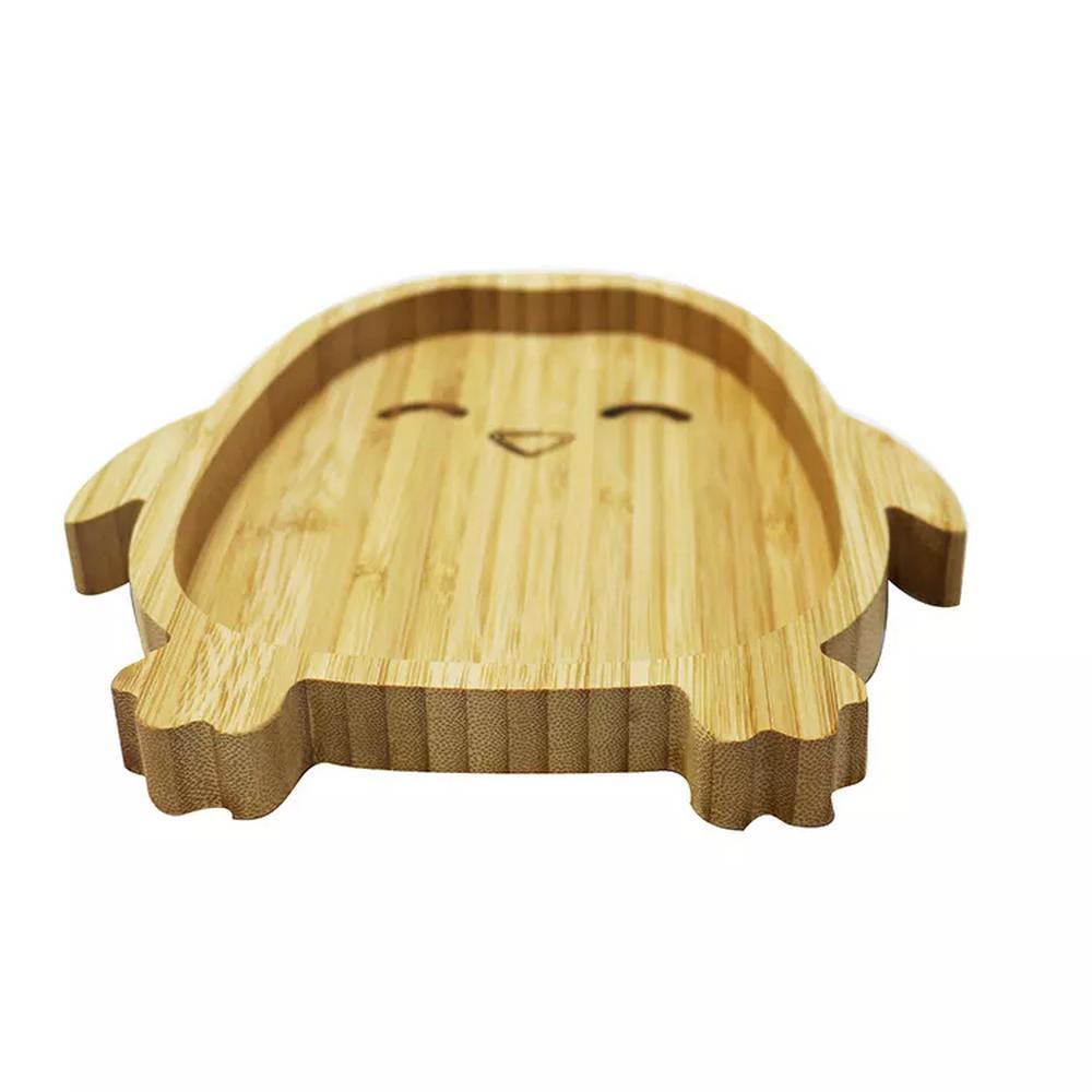 Penguin Shape Natural Bamboo Serving Tray Kids Serving Plate Dish