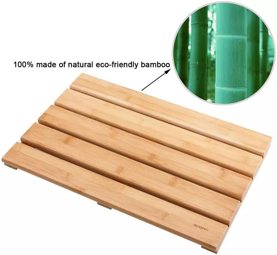 Anti Slip Waterproof Bamboo Bath Mats Wooden Bathroom Mat for Home and Hotel