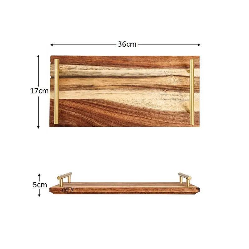 Nordic Ottoman Household Rectangle Wood Serving Tray Coffee Serving Tray with Handles