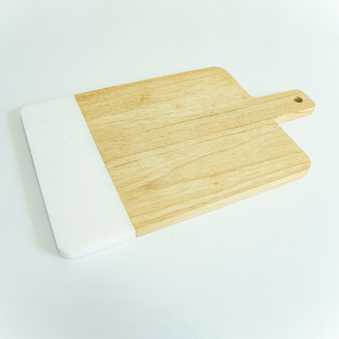 White Color Beech Wood Cutting Board Wood Marble Cheese Board with Handle
