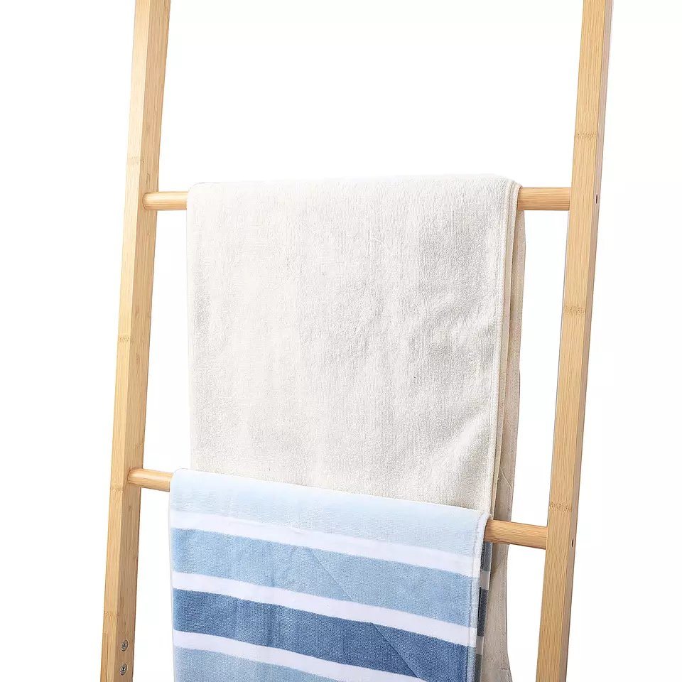 Custom 6 Tier Bamboo Wooden Bathroom Storage Towel Shelf Rack